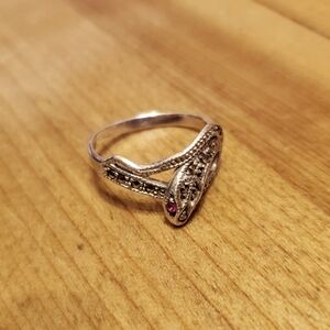 Silver snake ring with semi precious stones